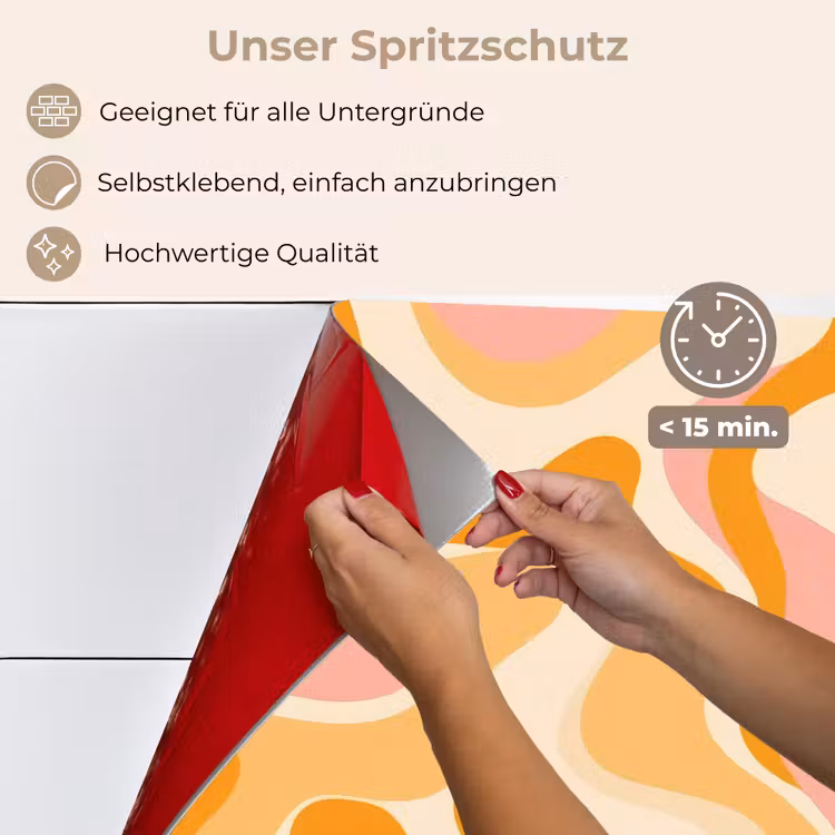 Abstract - Golvend - Oranje keuken achterwand spatscherm klein -spatscherm_DE