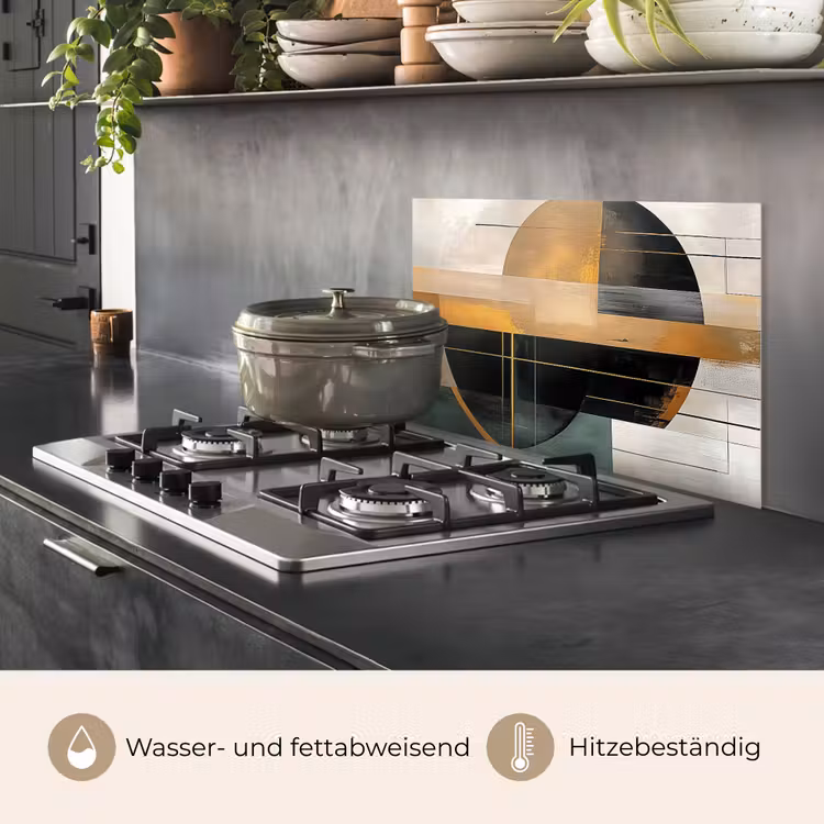 Abstract - Goud - Brons - Groen - Vormen - Modern keuken achterwand spatscherm klein -usp_DE