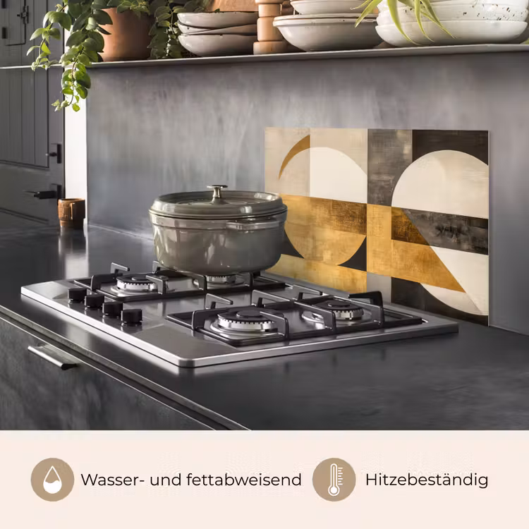 Abstract - Goud - Grijs - Vormen - Geometrisch keuken achterwand spatscherm klein -usp_DE