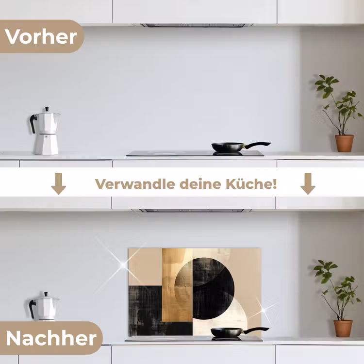 Abstract - Goud - Zwart - Kunst keuken achterwand spatscherm klein -voor_na_DE