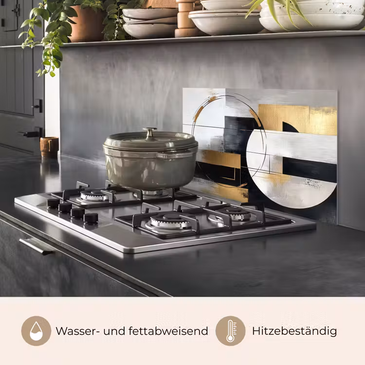 Abstract - Goud - Zilver - Vormen - Aesthetic keuken achterwand spatscherm klein -usp_DE