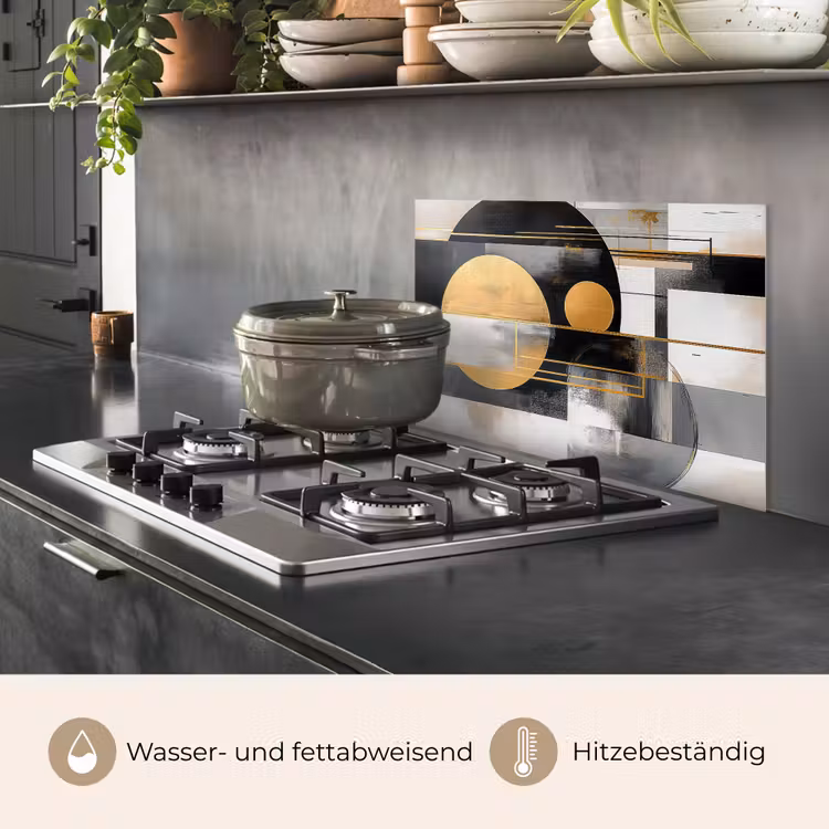 Abstract - Goud - Zilver - Vormen - Aesthetic - Modern keuken achterwand spatscherm klein -usp_DE