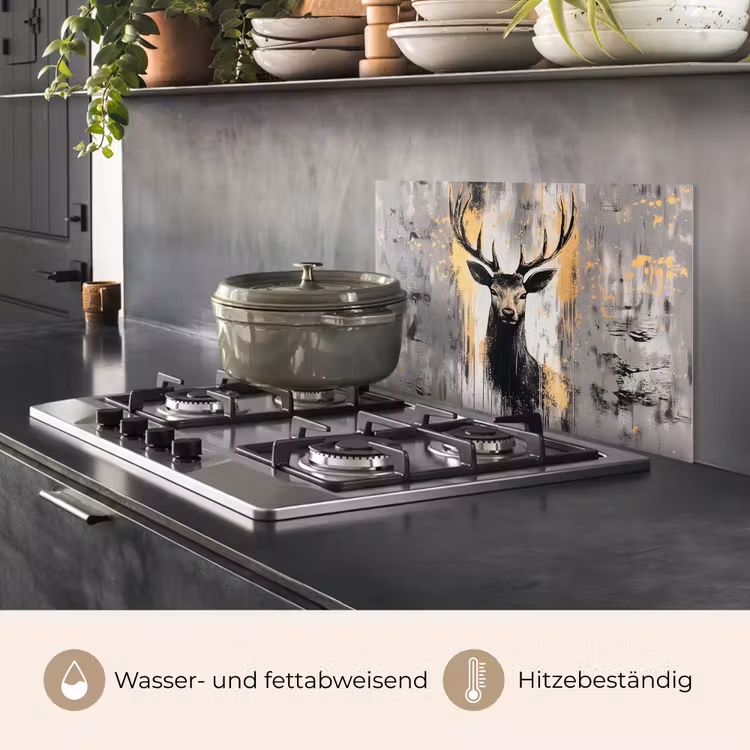 Abstract - Hert - Gewei - Goud keuken achterwand spatscherm klein -usp_DE
