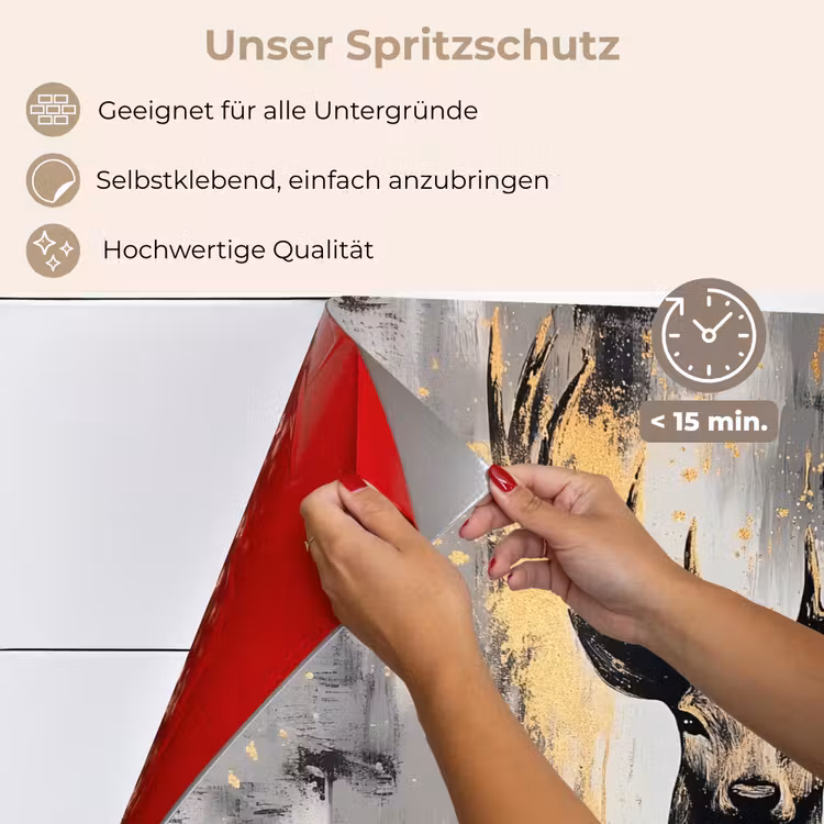 Abstract - Hert - Gewei - Goud keuken achterwand spatscherm klein -spatscherm_DE