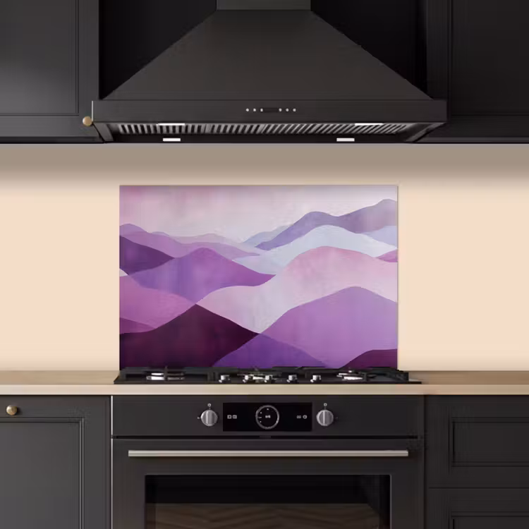 Abstract - Heuvels - Landschap - Paars keuken achterwand spatscherm klein -sfeer1