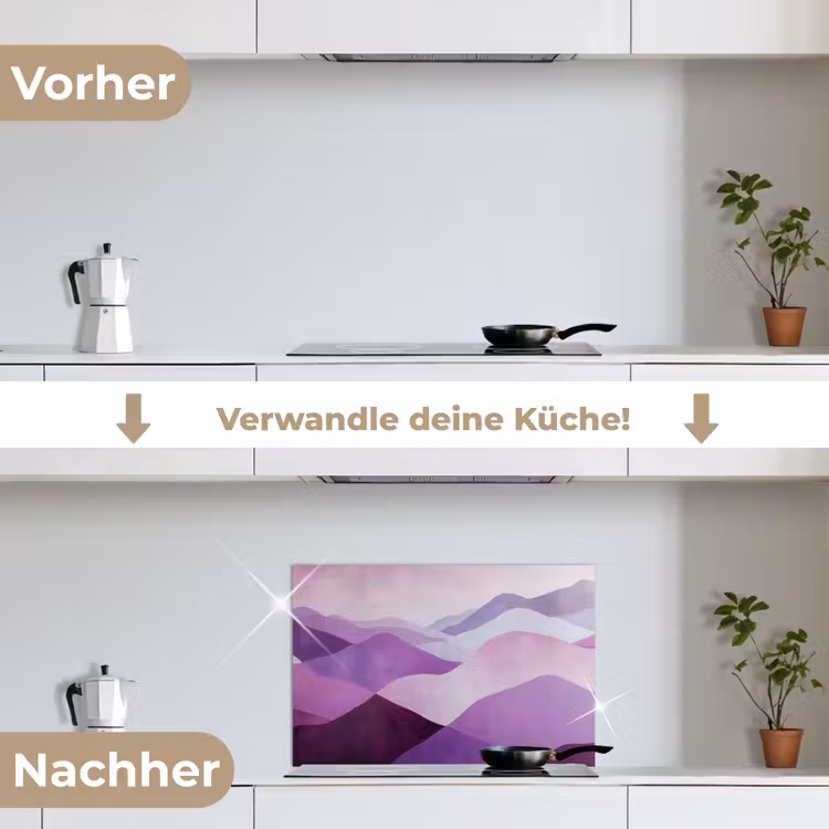 Abstract - Heuvels - Landschap - Paars keuken achterwand spatscherm klein -voor_na_DE