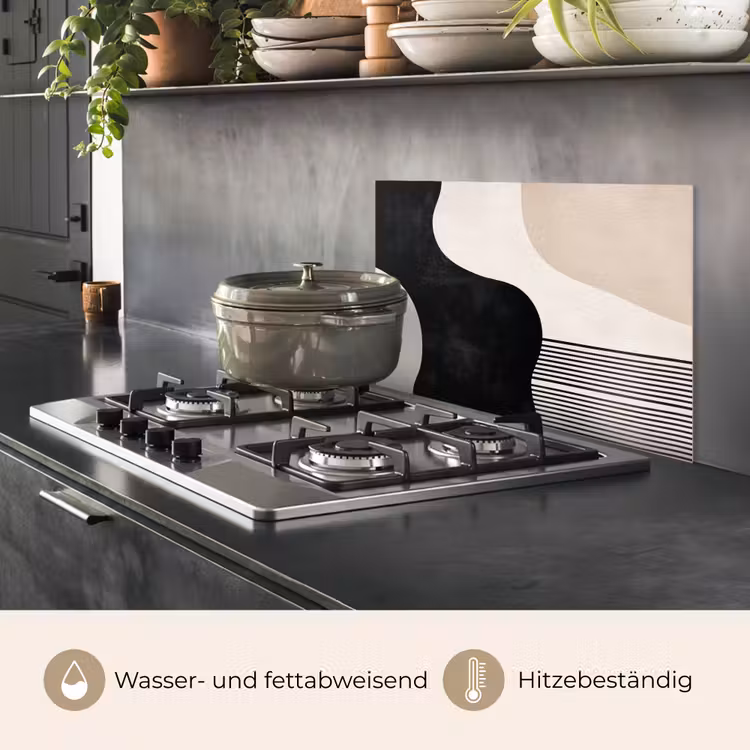 Abstract - Japandi - Beige - Modern keuken achterwand spatscherm klein -usp_DE