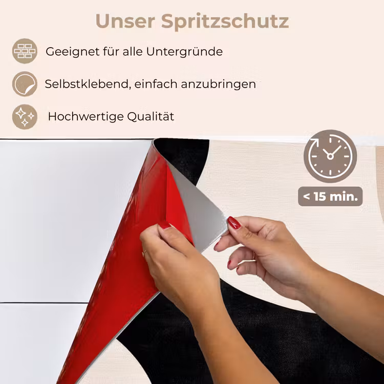Abstract - Japandi - Beige - Modern keuken achterwand spatscherm klein -spatscherm_DE