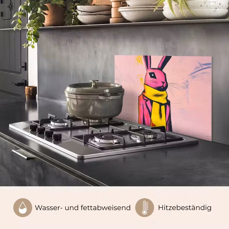 Abstract - Konijn - Sjaal - Geel keuken achterwand spatscherm klein -usp_DE