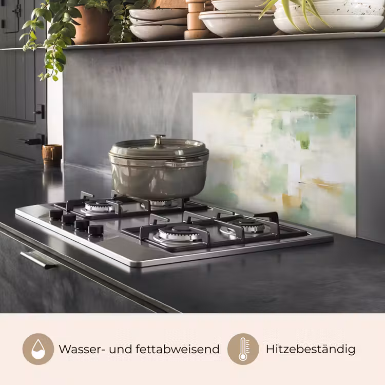 Abstract - Kunst - Wit - Groen - Modern keuken achterwand spatscherm klein -usp_DE