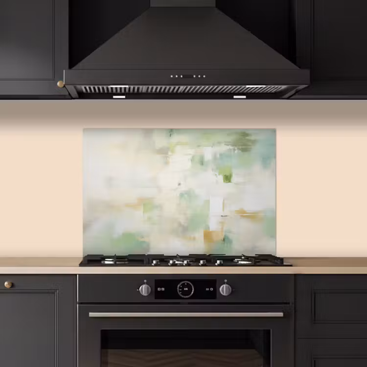 Abstract - Kunst - Wit - Groen - Modern keuken achterwand spatscherm klein -sfeer1