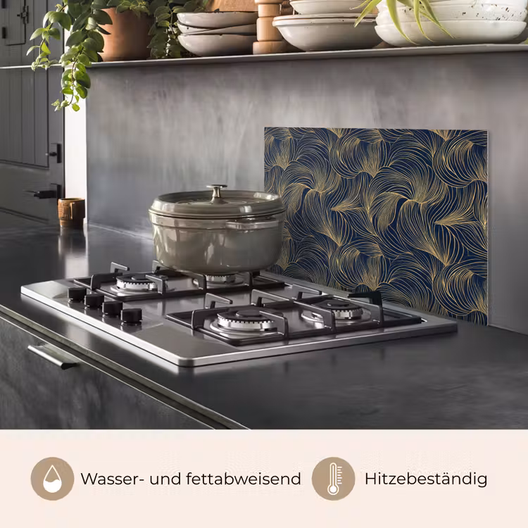 Abstract - Lijnen - Blauw - Goud keuken achterwand spatscherm klein 900 -usp_DE