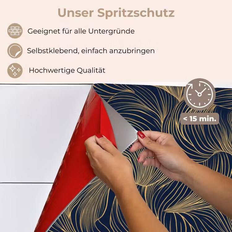 Abstract - Lijnen - Blauw - Goud keuken achterwand spatscherm klein 900 -spatscherm_DE