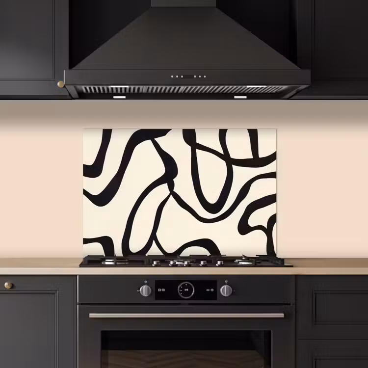Abstract - Lijnen - Modern - Beige keuken achterwand spatscherm klein -sfeer1