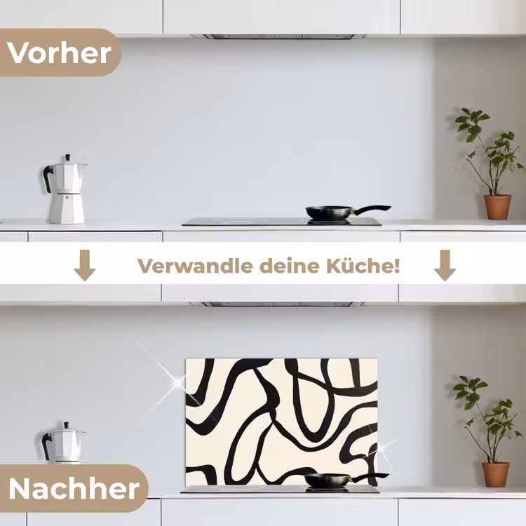 Abstract - Lijnen - Modern - Beige keuken achterwand spatscherm klein -voor_na_DE