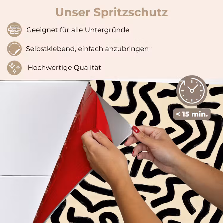 Abstract - Lijnen - Zwart keuken achterwand spatscherm klein 900 -spatscherm_DE