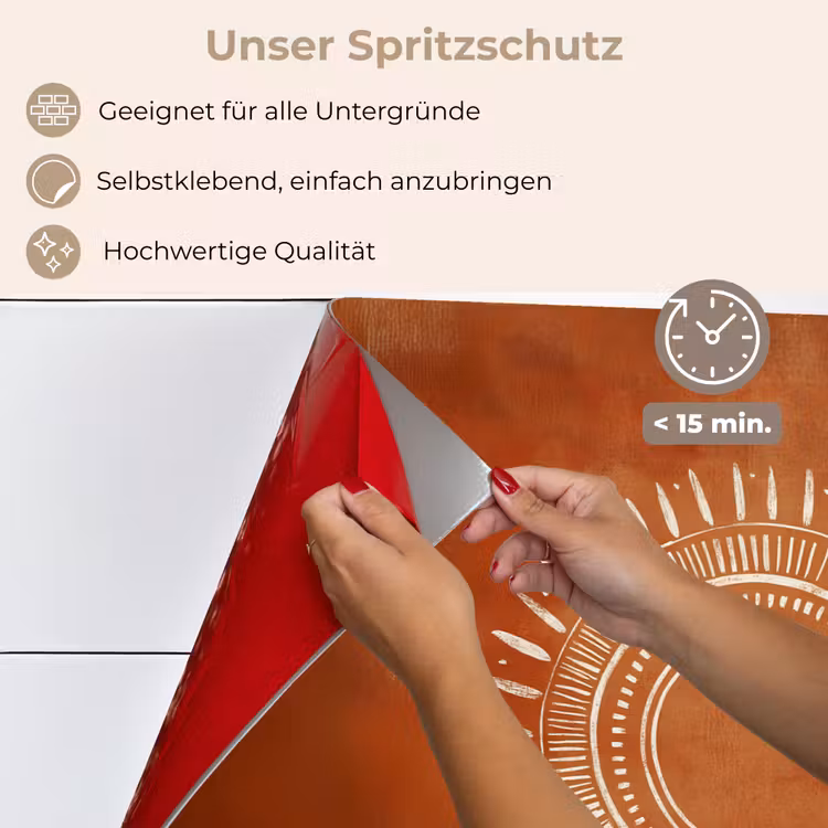Abstract - Lijnen - Zonnestralen - Roodbruin keuken achterwand spatscherm klein -spatscherm_DE