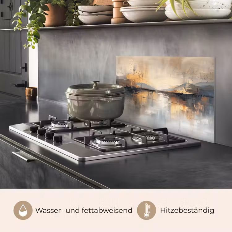 Abstract - Modern - Beige - Aesthetic - Goud keuken achterwand spatscherm klein -usp_DE