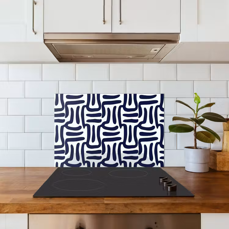 Abstract - Modern - Blauw keuken achterwand spatscherm klein 900 -sfeer2