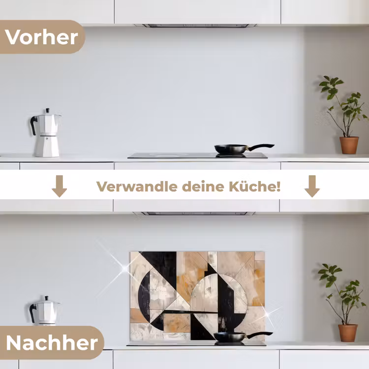 Abstract - Modern - Geometrisch - Pastel keuken achterwand spatscherm klein -voor_na_DE