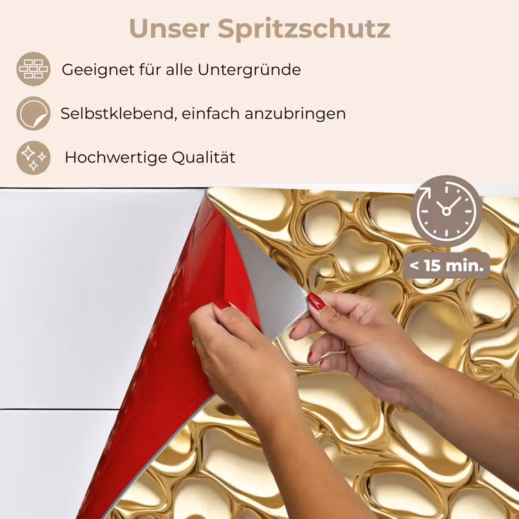 Abstract - Modern - Goud keuken achterwand spatscherm klein 900 -spatscherm_DE