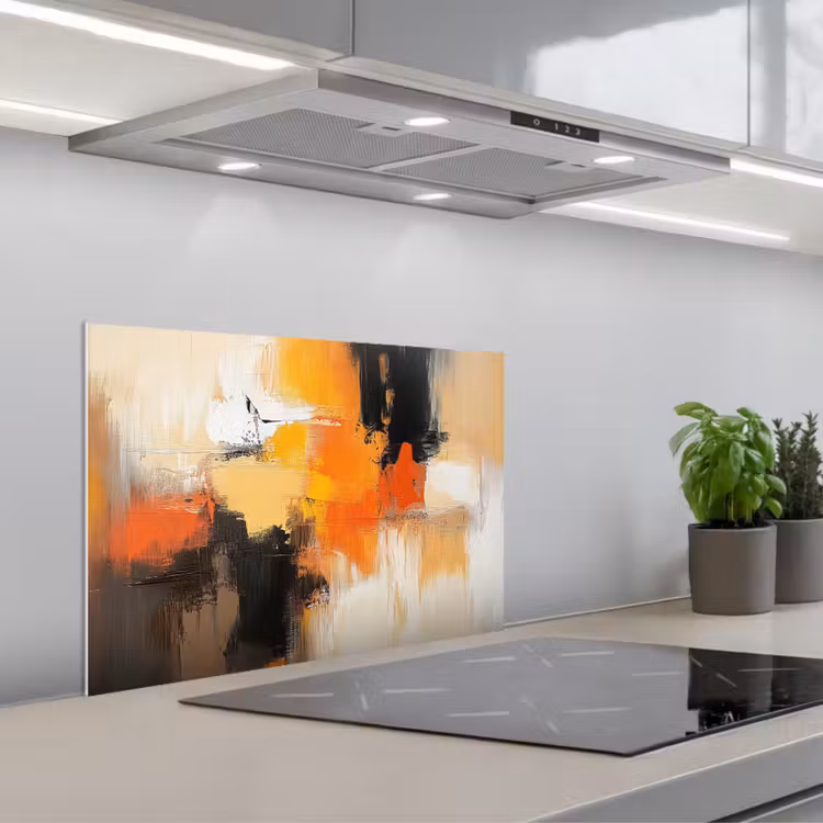 Abstract - Modern - Verflook - Herfst kleuren - Oranje keuken achterwand spatscherm klein -3d_schuin