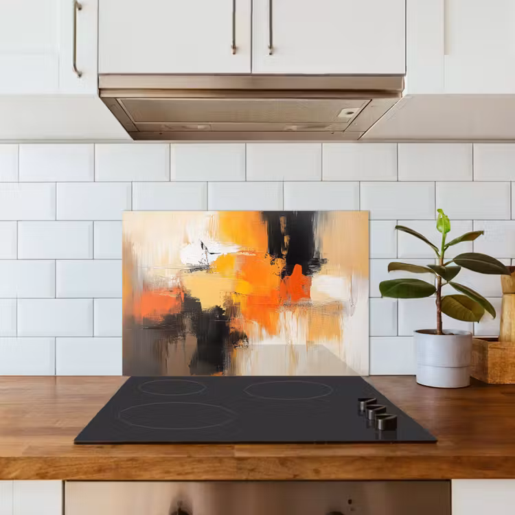 Abstract - Modern - Verflook - Herfst kleuren - Oranje keuken achterwand spatscherm klein -sfeer2