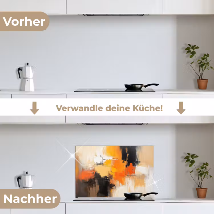 Abstract - Modern - Verflook - Herfst kleuren - Oranje keuken achterwand spatscherm klein -voor_na_DE