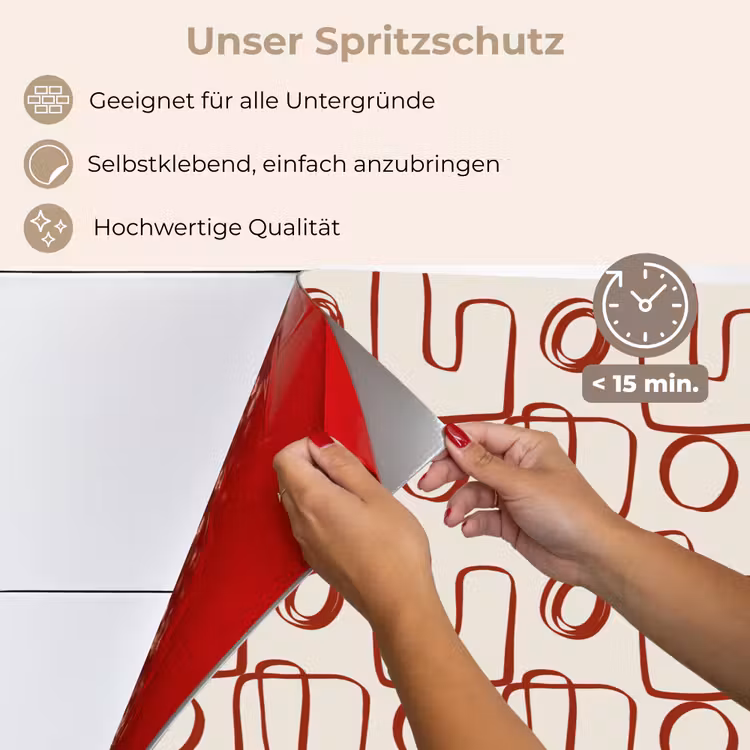 Abstract - Patroon - Beige - Rood keuken achterwand spatscherm klein 900 -spatscherm_DE