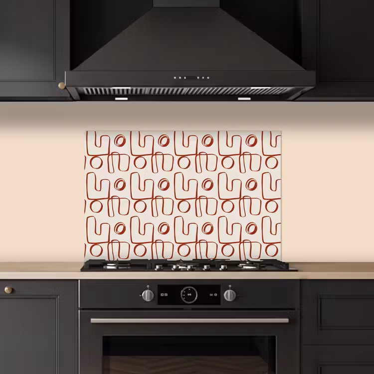 Abstract - Patroon - Beige - Rood keuken achterwand spatscherm klein 900 -sfeer1