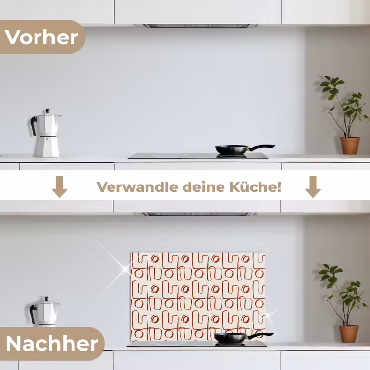 Abstract - Patroon - Beige - Rood keuken achterwand spatscherm klein 900 -voor_na_DE