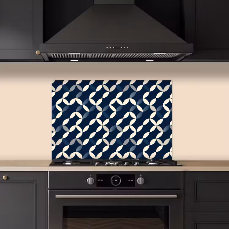 Abstract - Patroon - Blauw keuken achterwand spatscherm klein 900 -sfeer1