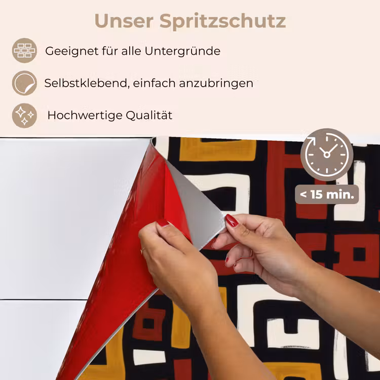 Abstract - Patroon - Rood keuken achterwand spatscherm klein -spatscherm_DE