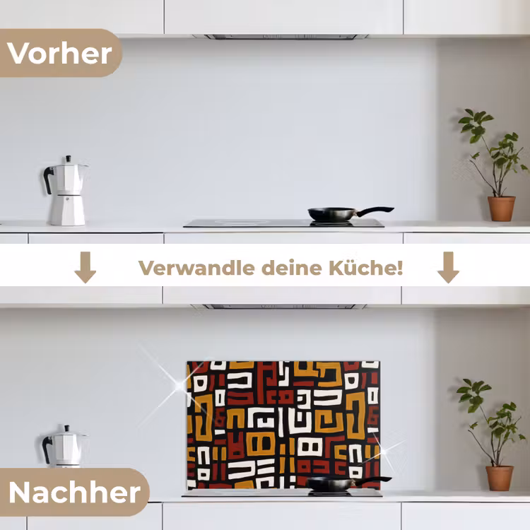 Abstract - Patroon - Rood keuken achterwand spatscherm klein -voor_na_DE