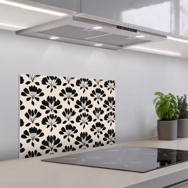 Abstract - Patroon - Zwart keuken achterwand spatscherm klein 900 -3d_schuin