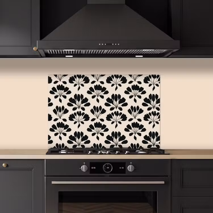 Abstract - Patroon - Zwart keuken achterwand spatscherm klein 900 -sfeer1