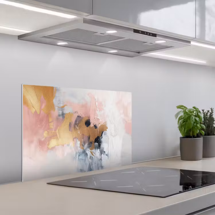 Abstract - Pastel kleuren - Goud - Modern - Aesthetic keuken achterwand spatscherm klein -3d_schuin