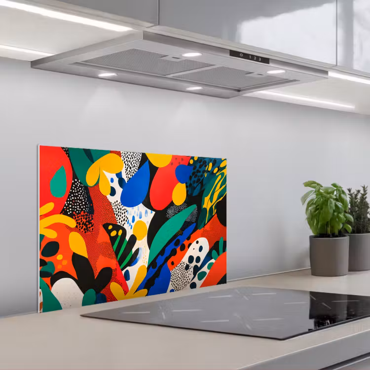 Abstract - Planten - Vormen - Kleurrijk keuken achterwand spatscherm klein -3d_schuin