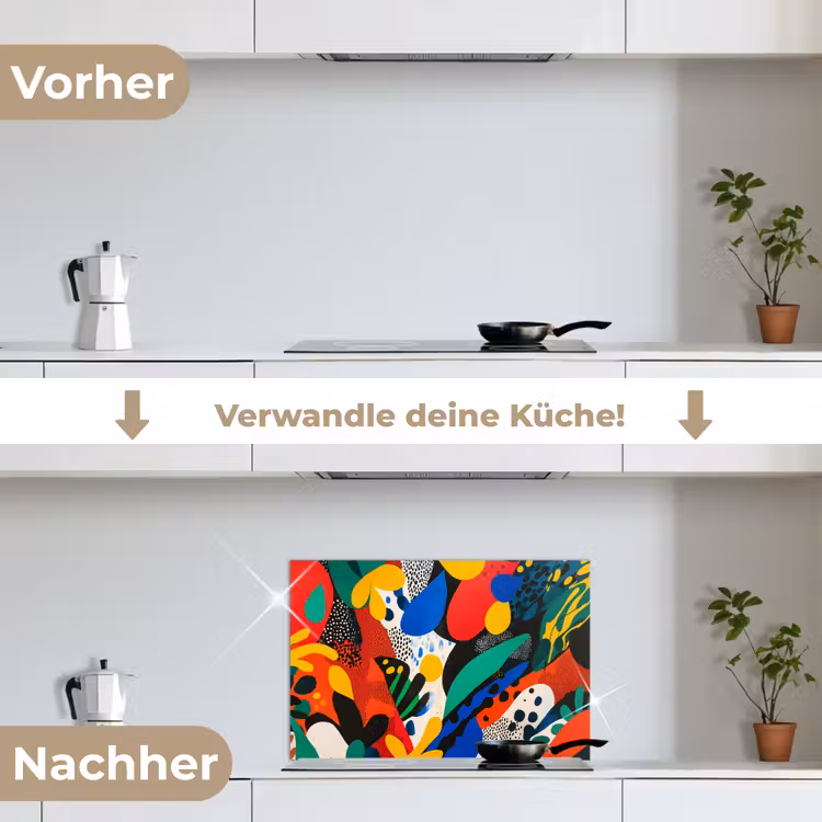 Abstract - Planten - Vormen - Kleurrijk keuken achterwand spatscherm klein -voor_na_DE