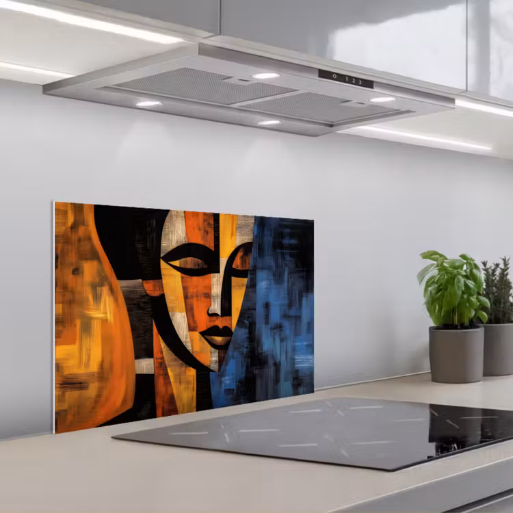 Abstract - Portret - Kleurvakken keuken achterwand spatscherm klein -3d_schuin