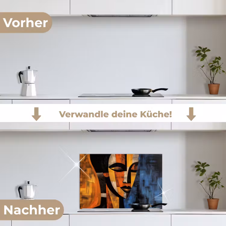 Abstract - Portret - Kleurvakken keuken achterwand spatscherm klein -voor_na_DE