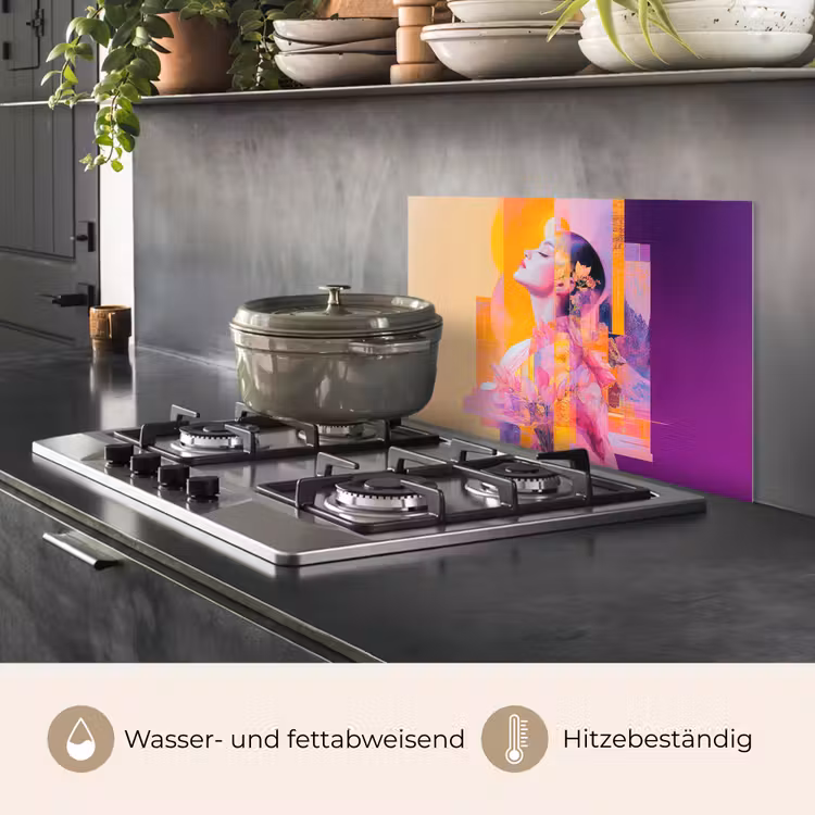Abstract - Portret - Vrouw - Kleurrijk keuken achterwand spatscherm klein -usp_DE