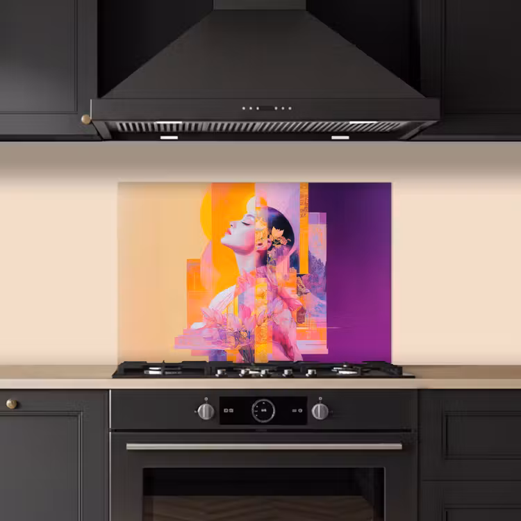 Abstract - Portret - Vrouw - Kleurrijk keuken achterwand spatscherm klein -sfeer1