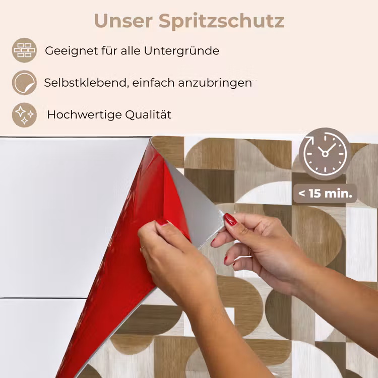 Abstract - Retro - Bruin keuken achterwand spatscherm klein 900 -spatscherm_DE