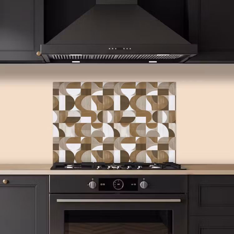Abstract - Retro - Bruin keuken achterwand spatscherm klein 900 -sfeer1