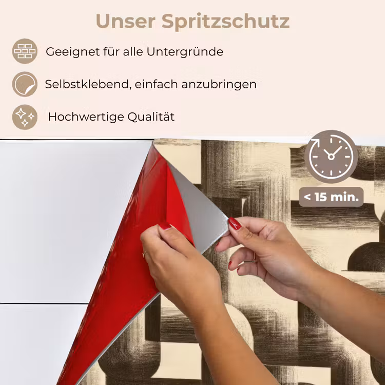 Abstract - Retro - Zwart keuken achterwand spatscherm klein 900 -spatscherm_DE