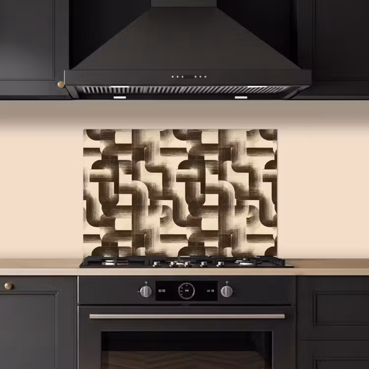 Abstract - Retro - Zwart keuken achterwand spatscherm klein 900 -sfeer1