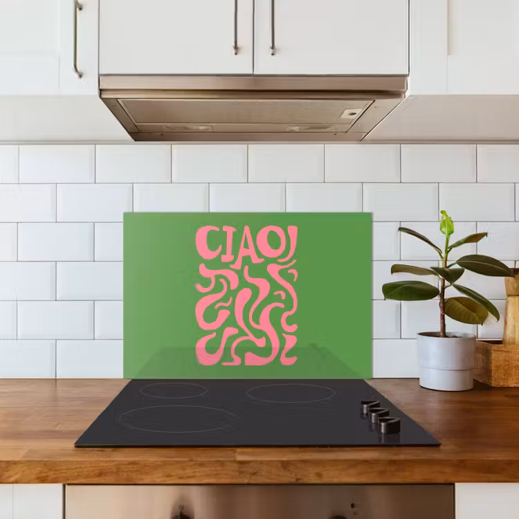 Abstract - Roze - Ciao - Vormen keuken achterwand spatscherm klein -sfeer2