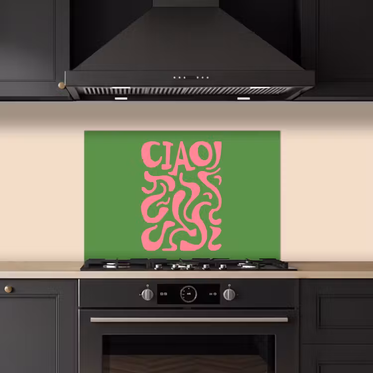 Abstract - Roze - Ciao - Vormen keuken achterwand spatscherm klein -sfeer1