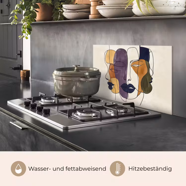 Abstract - Overlappende gezichten - Paars - Donkergroen keuken achterwand spatscherm klein -usp_DE
